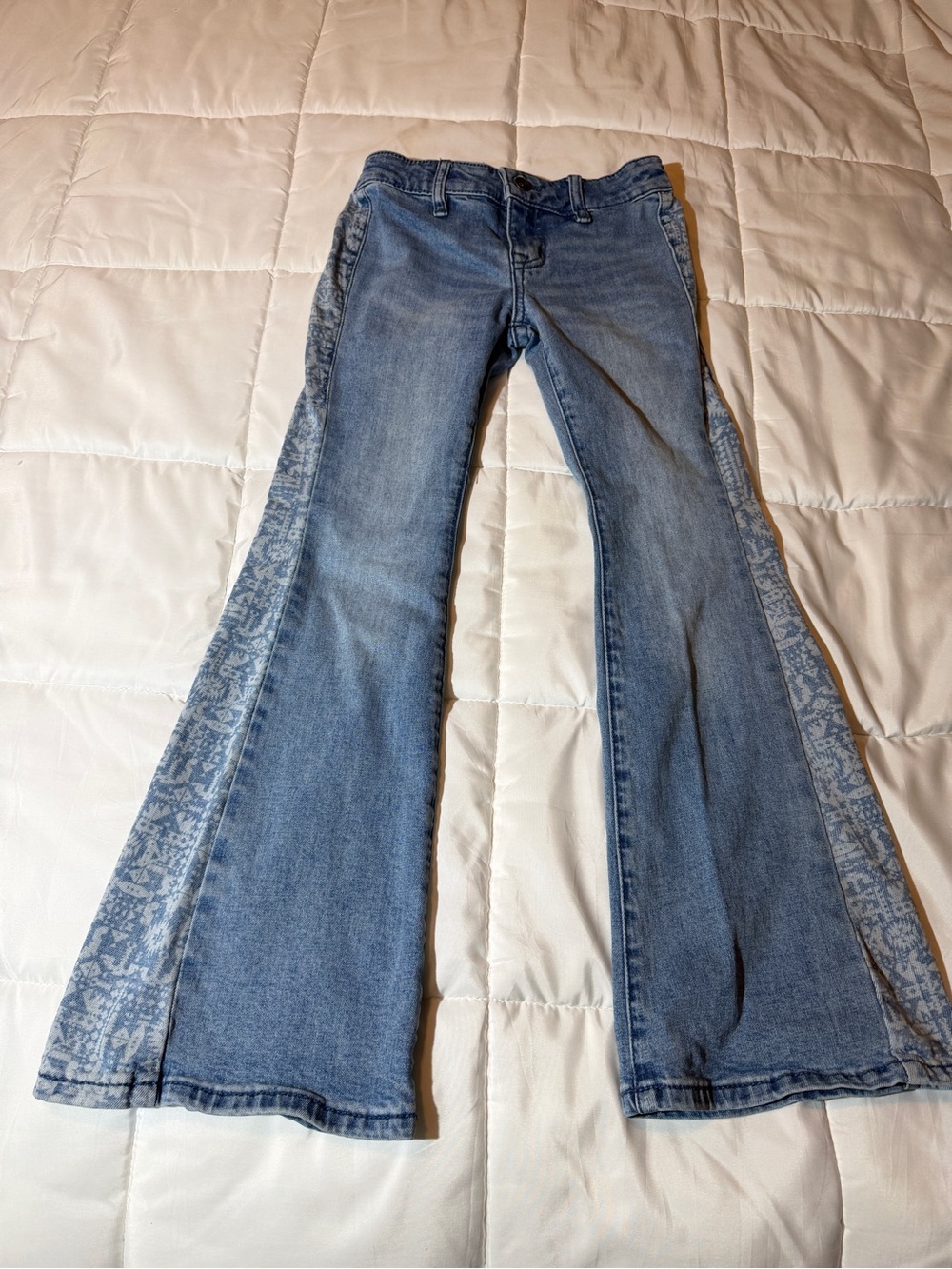 Rock & Roll Denim Girls 8 Western Flare Jeans Aztec Side Panels